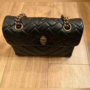 Kurt Geiger Black Quilted Crossbody Bag with Gold Chain
